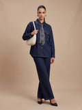 Contrast-Stitch Shirt, Scarf & Trousers denim blue 3-Piece Set