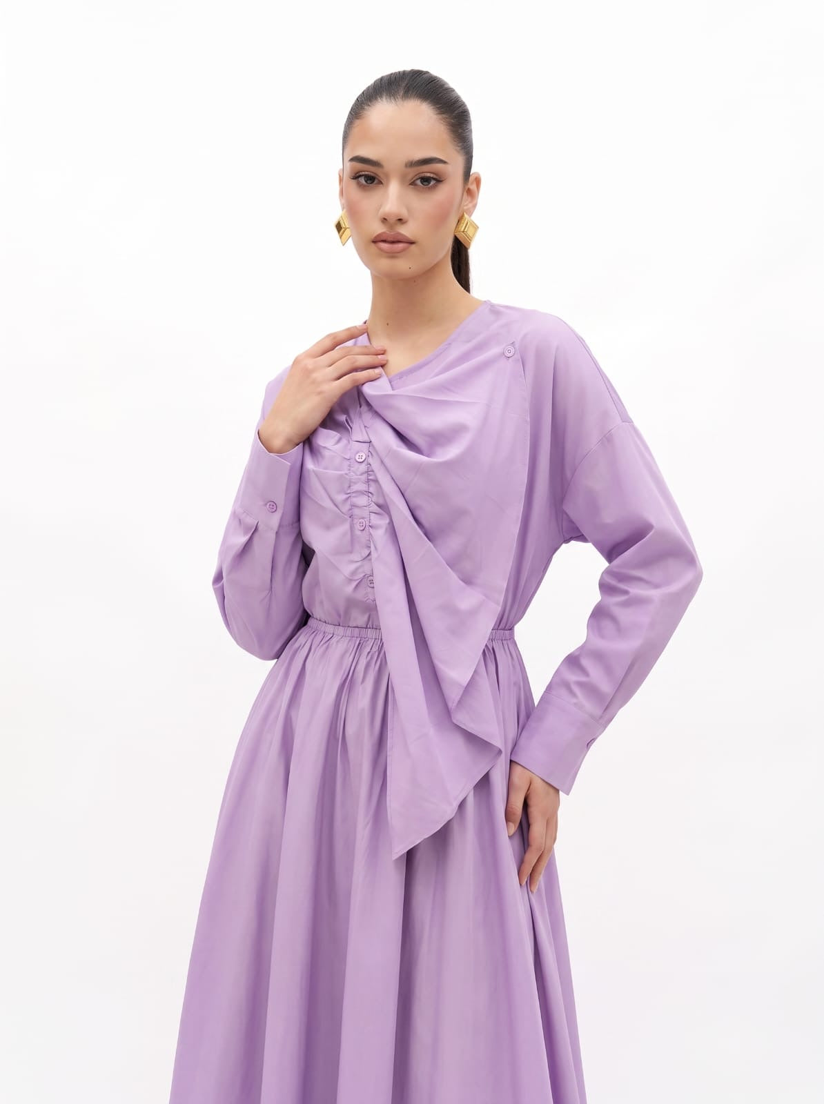 Draped Lavender Co-ord Top & Skirt Set