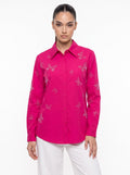 Pearl Butterfly Embellished Rani Pink Cotton Shirt
