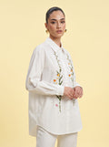 Wildflower & Pearl Embroidered pink Oversized Shirt