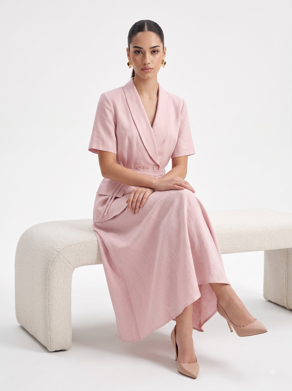 Double-Breasted Blazer Top & Skirt PINK Co-ord Set