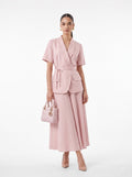 Double-Breasted Blazer Top & Skirt PINK Co-ord Set