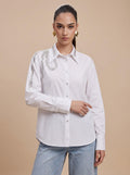 Glam Sequin-Embellished White Cotton Shirt