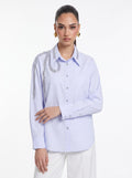Glam Sequin-Embellished blue Cotton Shirt